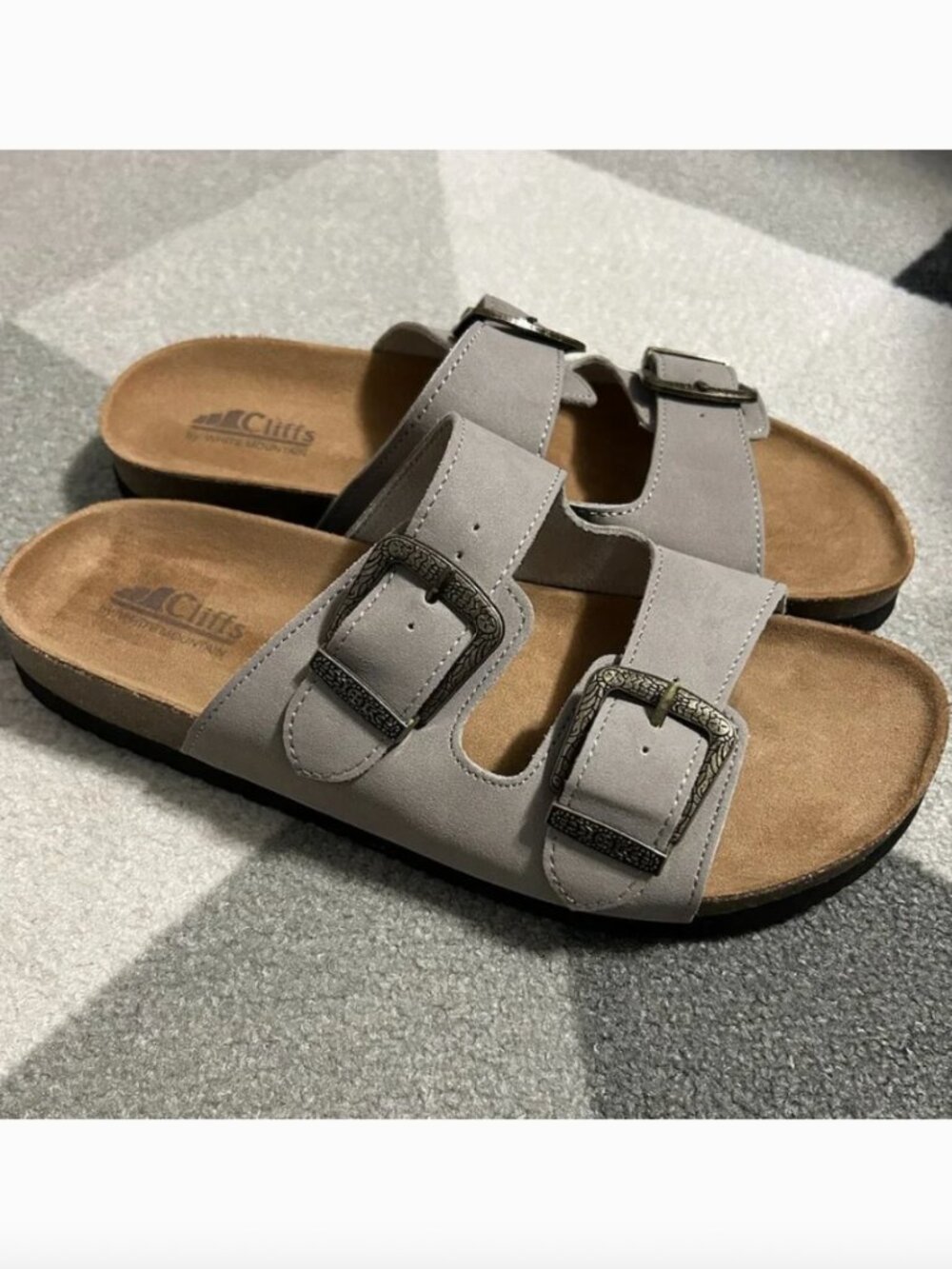 Cliffs by White‎ Mountain Faux Suede Two-Strap Slide Sandals Women's Size 11W